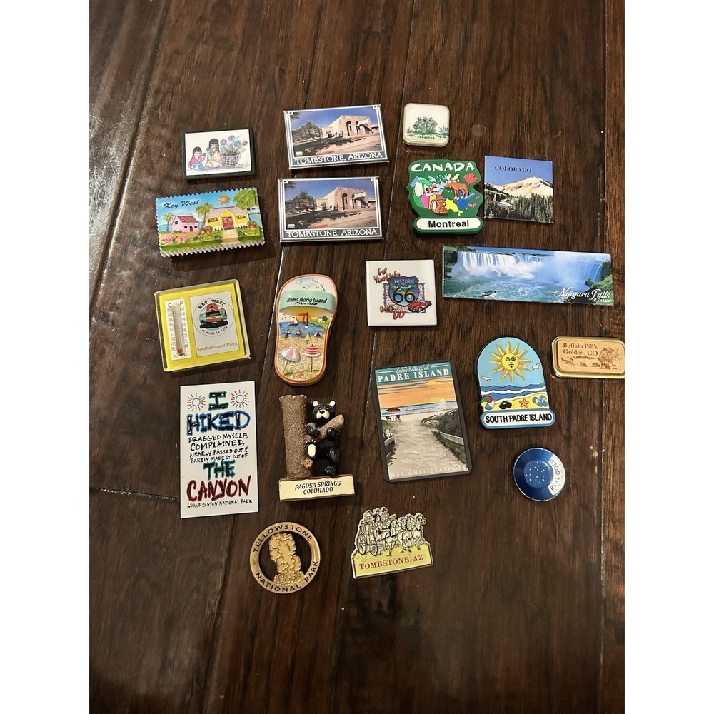Lot Of 19 Vintage Travel Magnets Souvenir Parks Canada Key West Yellowstone